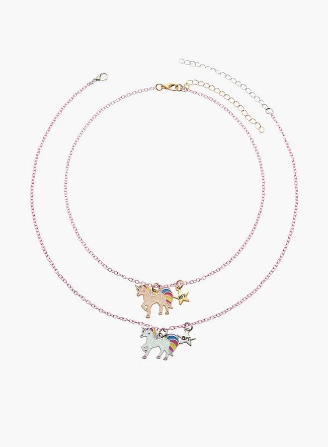 Flora Bella By Shoexpress Unicorn Pendant Necklace With Lobster Clasp Closure - Set Of 2